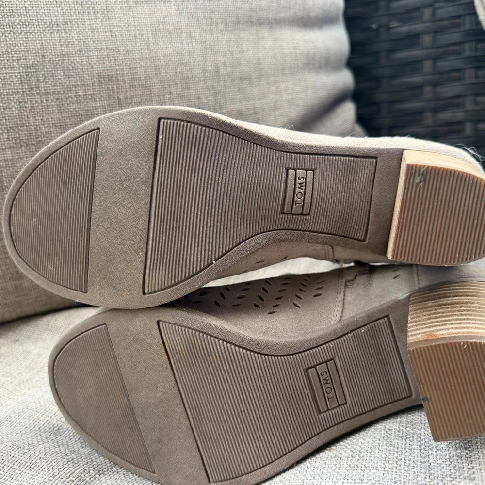Toms Perforated Taupe Ankle Booties